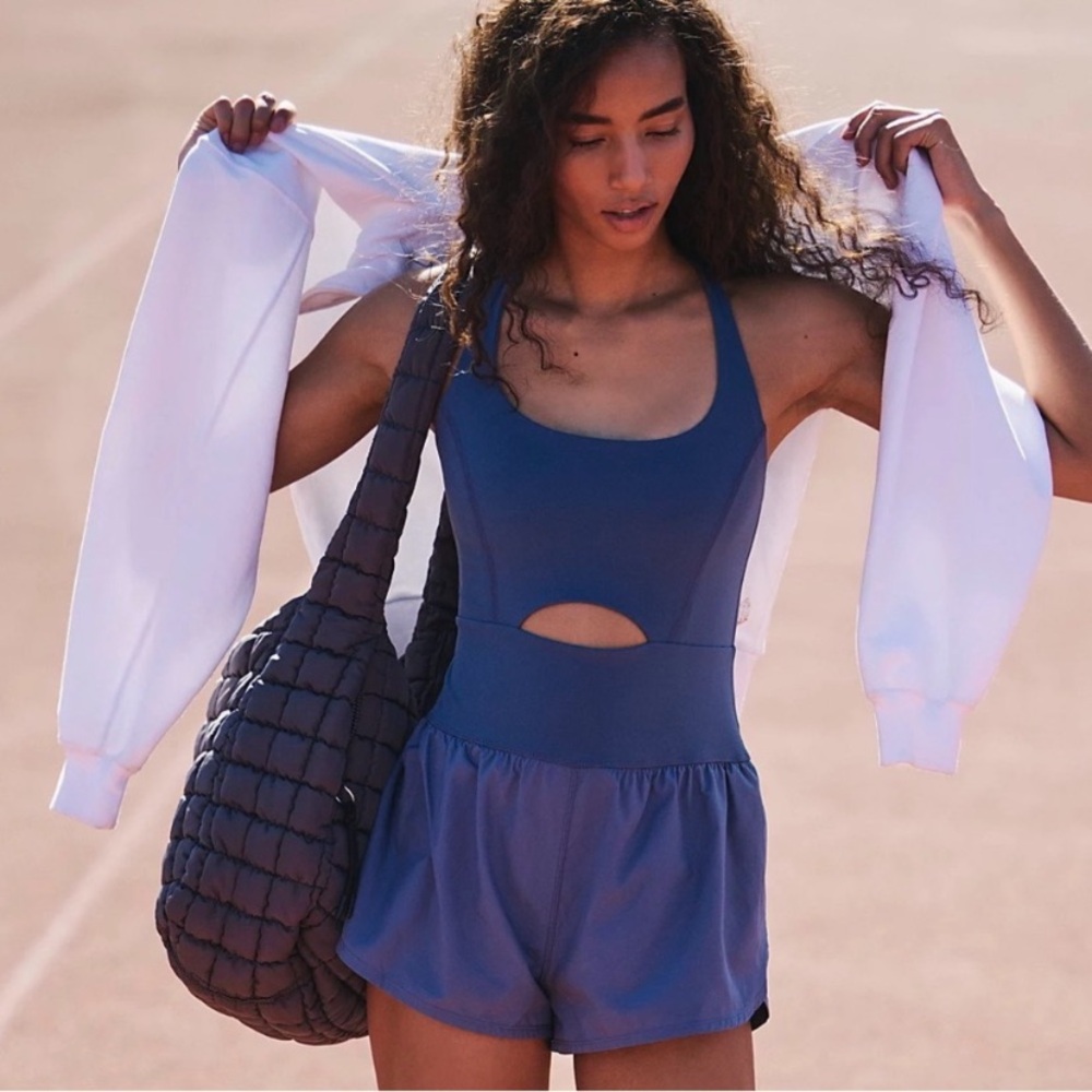 Free People Righteous Runsie Romper Athletic Size Large Blue - Picture 6 of 16